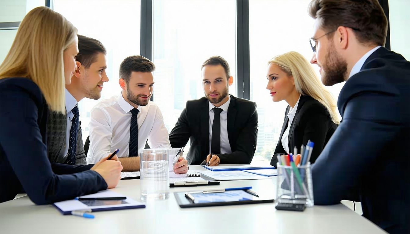 Business consulting session with professionals.
