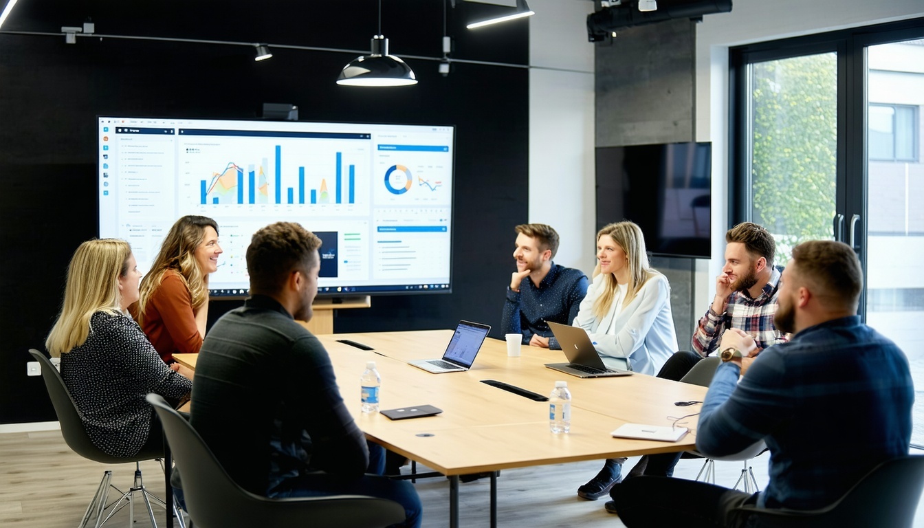 Digital marketing strategy meeting.