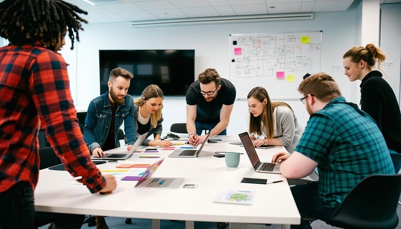 Eleven Next team collaborating on a project