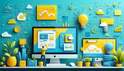 Illustration of business growth and digital marketing strategies Illustration of business growth and digital marketing strategies